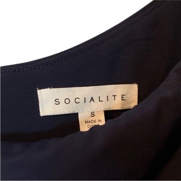 Socialite Navy One Shoulder Ruched Midi Dress Cocktail Party S - Picture 5 of 6